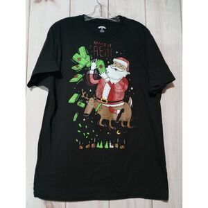Holiday Times Tshirt Men's Large Christmas Santa Cash‎ Rein
